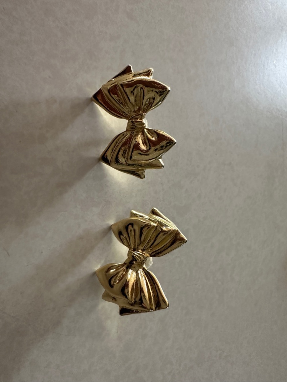Gold Bow Earrings - Shiny Metal Bow Studs